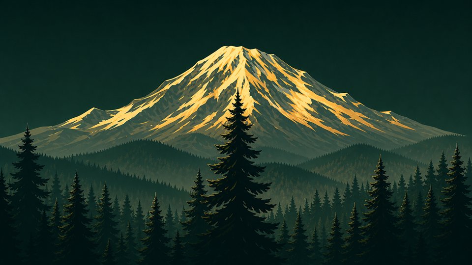 Mountain and evergreen forest at timberline